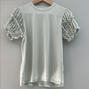 NWT - Rebecca Taylor Ruffled Sleeve T-shirt Top - Mint Green - XS